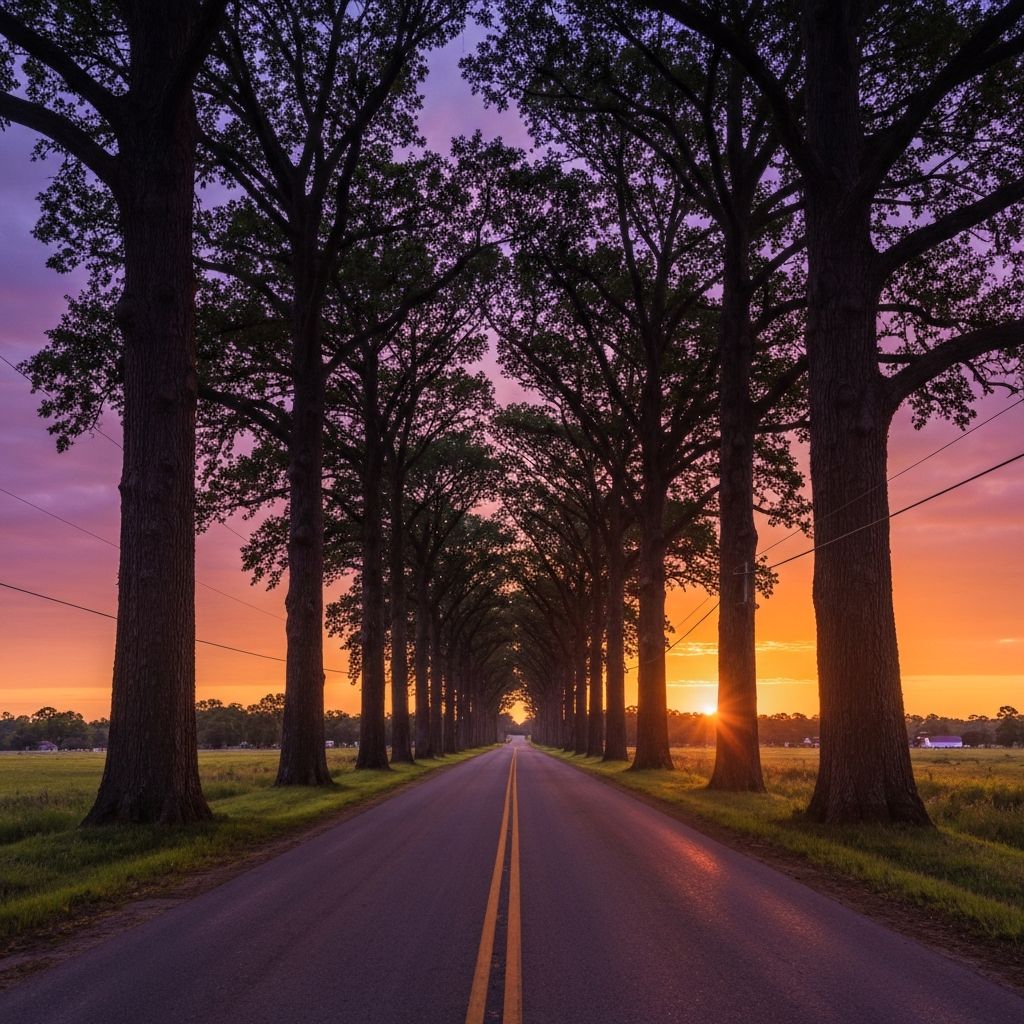 Sunset road in London suburbia